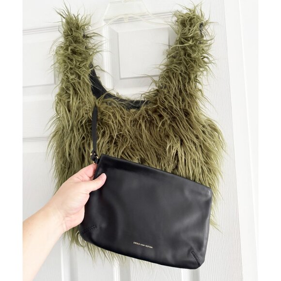 Dries Van Noten Fuzzy Tote Bag in Green - Picture 9 of 16